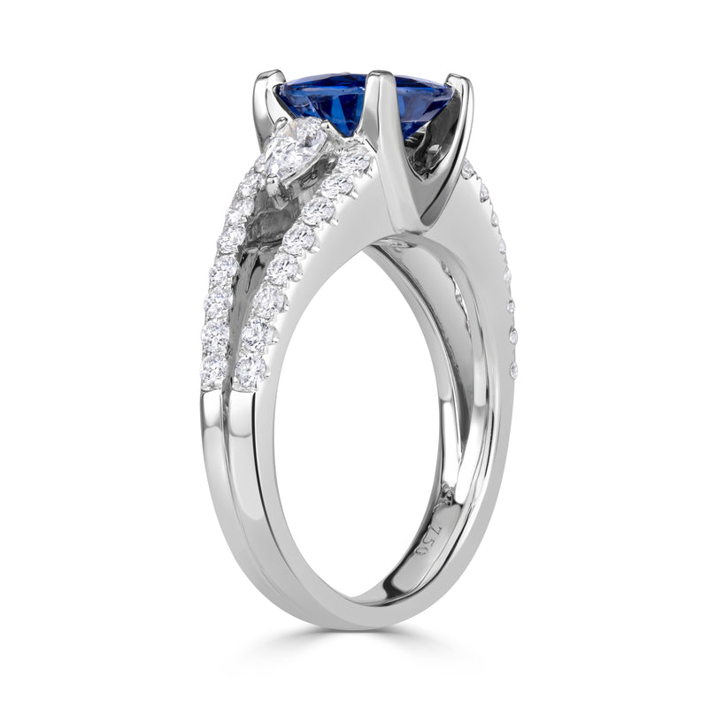 2.65ct Round Brilliant Cut Blue Sapphire Engagement Ring