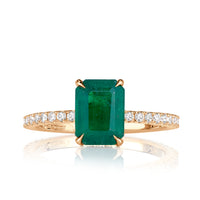1.84ct Emerald Cut Green Emerald Engagement Ring