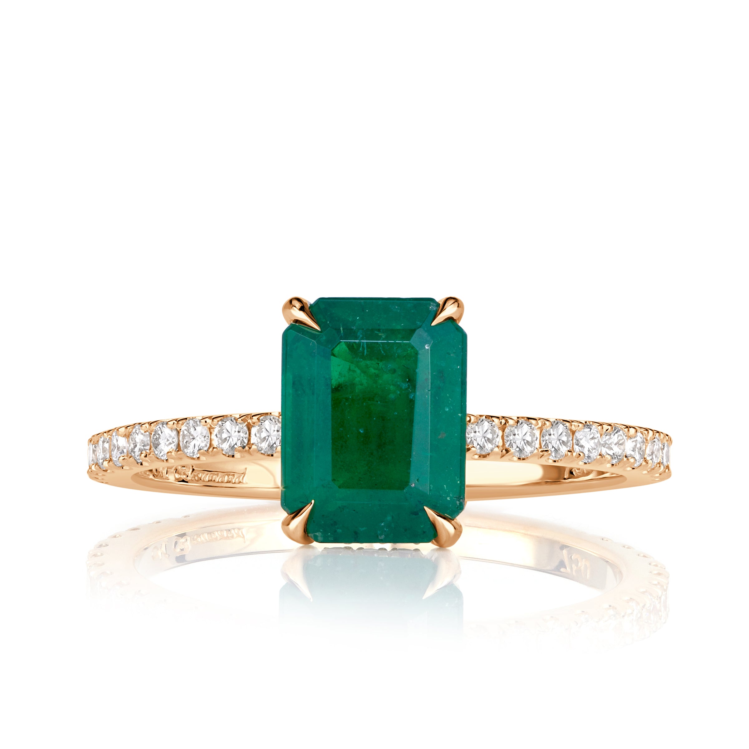 1.84ct Emerald Cut Green Emerald Engagement Ring