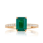1.84ct Emerald Cut Green Emerald Engagement Ring