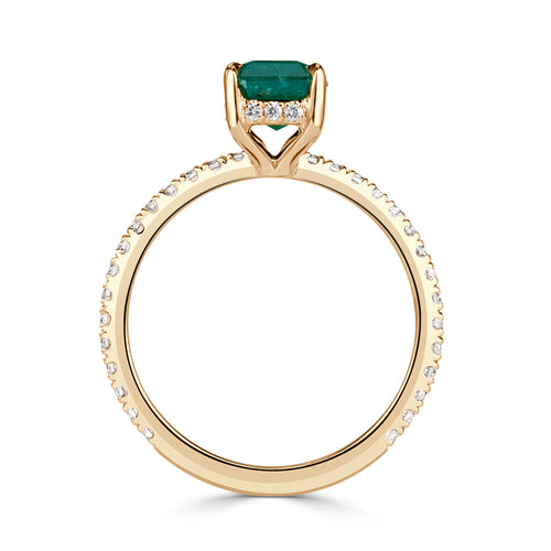 1.84ct Emerald Cut Green Emerald Engagement Ring