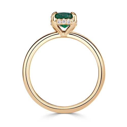 1.31ct Oval Cut Green Emerald Engagement Ring