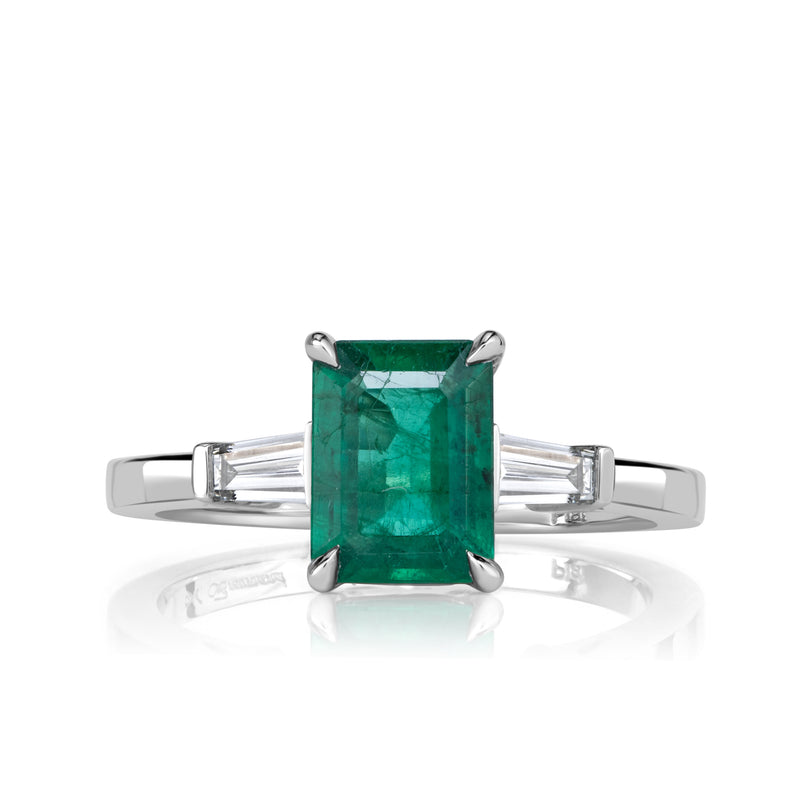 1.80ct Emerald Cut Green Emerald Engagement Ring