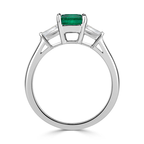 1.80ct Emerald Cut Green Emerald Engagement Ring