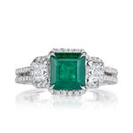 2.57ct Emerald Cut Green Emerald Engagement Ring