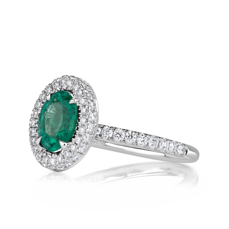 1.68ct Oval Cut Green Emerald Engagement Ring
