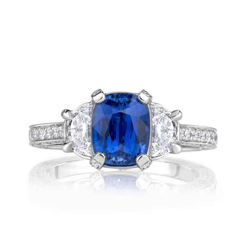 3.27ct Cushion Cut Blue Sapphire Engagement Ring – Mark Broumand