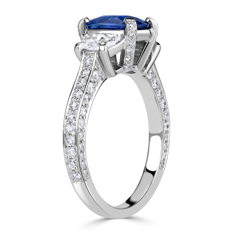 3.27ct Cushion Cut Blue Sapphire Engagement Ring