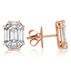2.60ct Emerald Cut Mosaic Diamond Stud Earrings in 18K Rose Gold