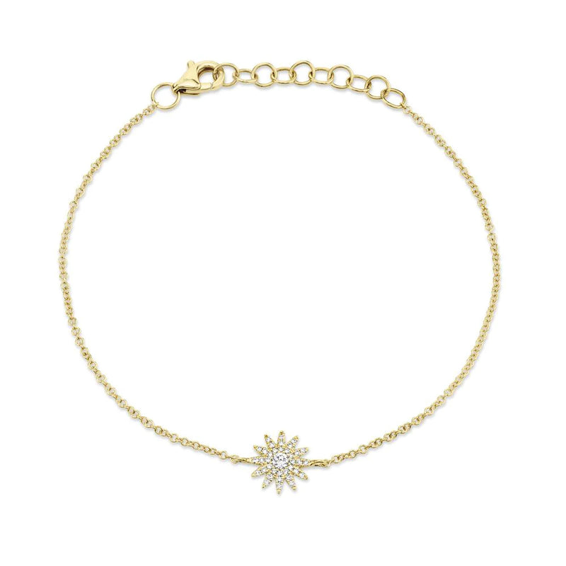 0.14ct Round Brilliant Cut Diamond Starburst Bracelet in 14k Yellow Gold