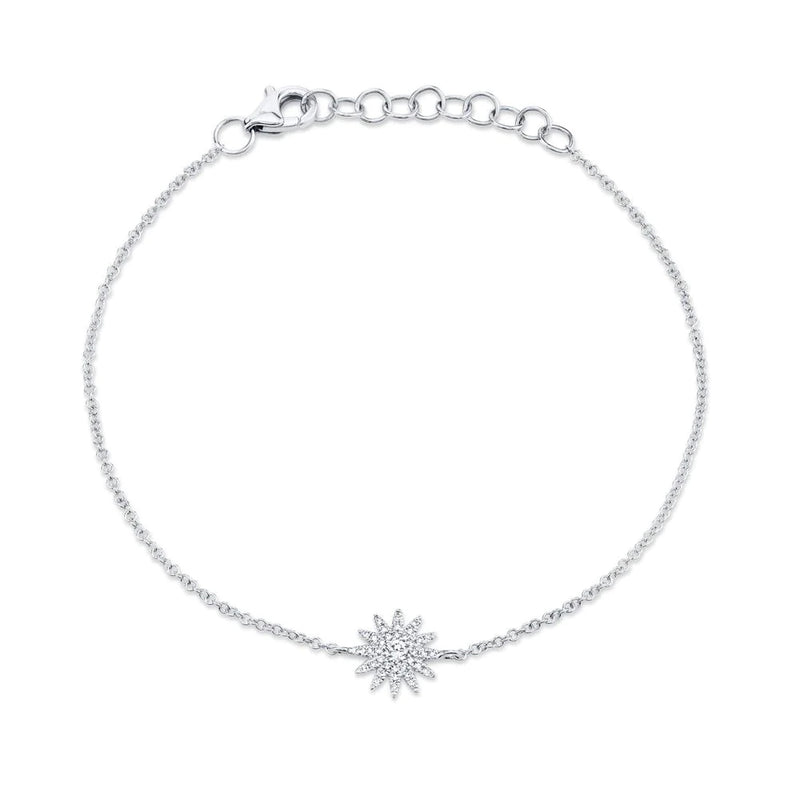 0.14ct Round Brilliant Cut Diamond Starburst Bracelet in 14k White Gold