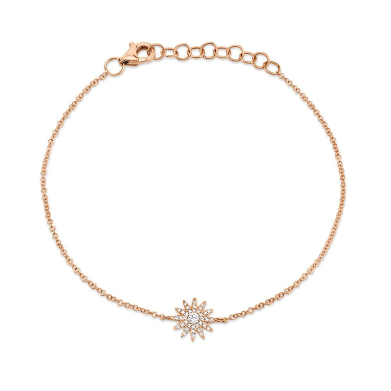 0.14ct Round Brilliant Cut Diamond Starburst Bracelet in 14k Rose Gold