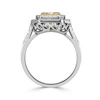 2.03ct Radiant Cut Light Yellow Diamond Engagement Ring