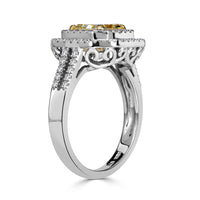2.03ct Radiant Cut Light Yellow Diamond Engagement Ring