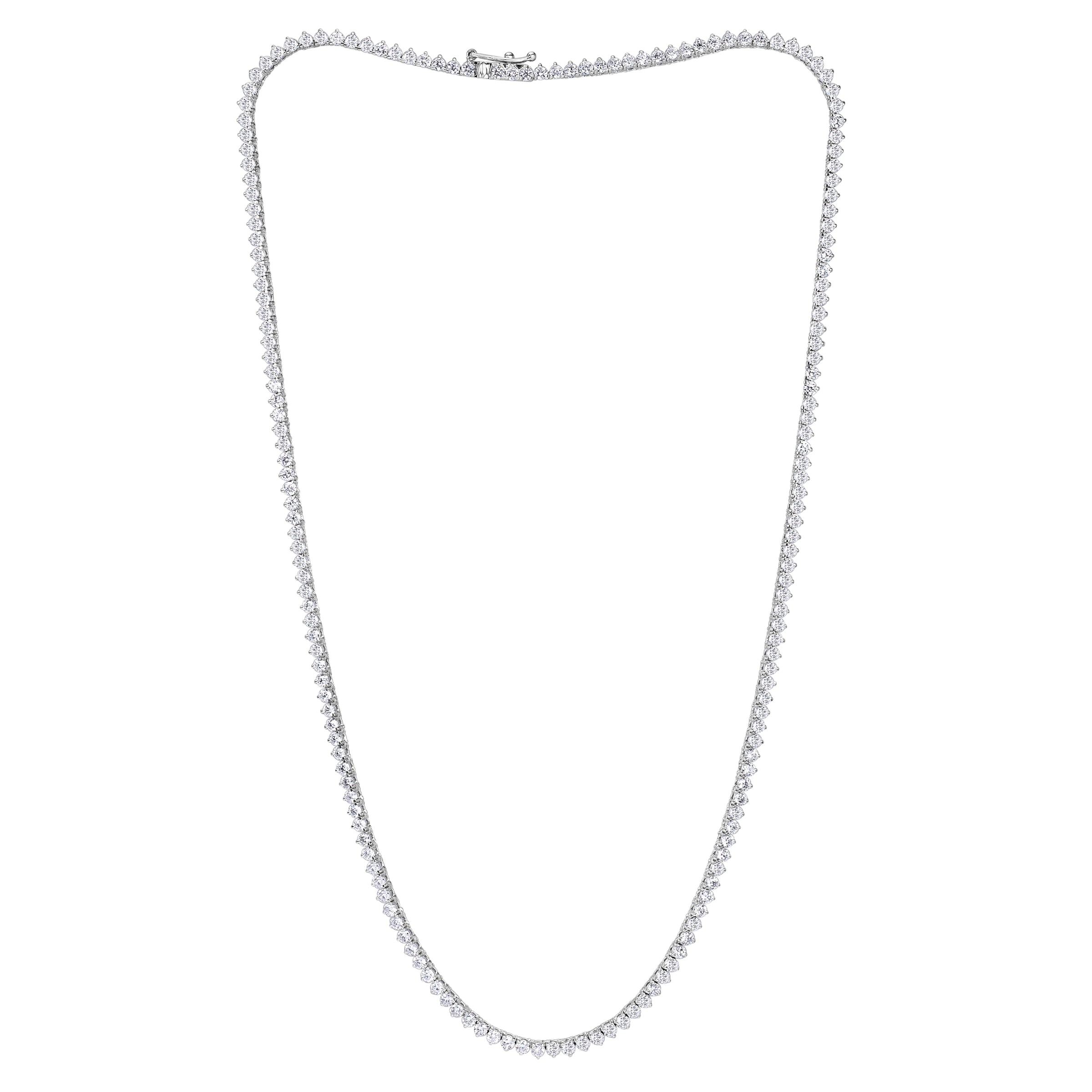 6.35ct Round Brilliant Cut Diamond Tennis Necklace in 18k White Gold