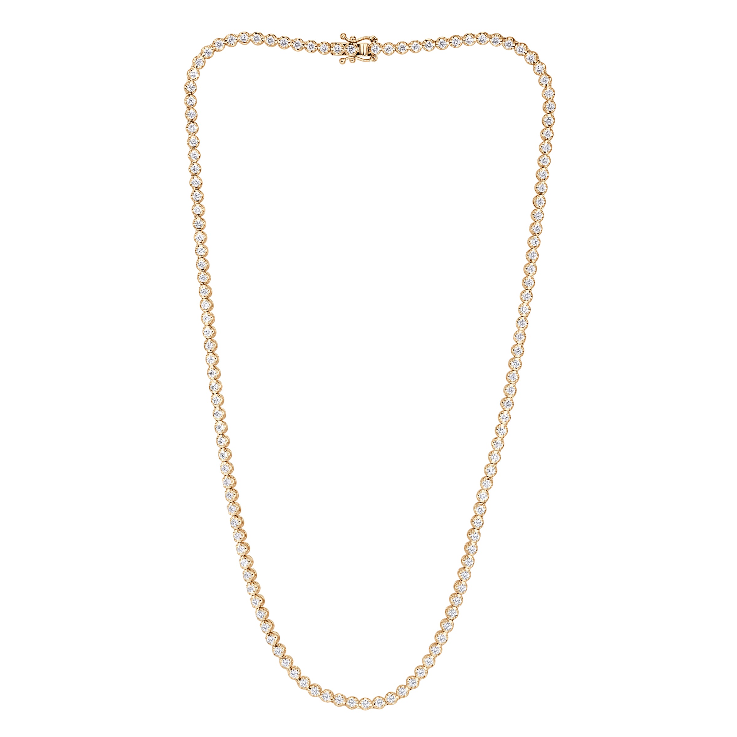 4.15ct Round Brilliant Cut Diamond Tennis Necklace in 14k Yellow Gold