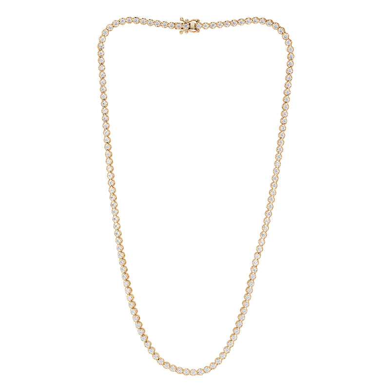 4.15ct Round Brilliant Cut Diamond Tennis Necklace in 14k Yellow Gold