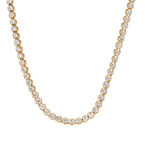 4.15ct Round Brilliant Cut Diamond Tennis Necklace in 14k Yellow Gold