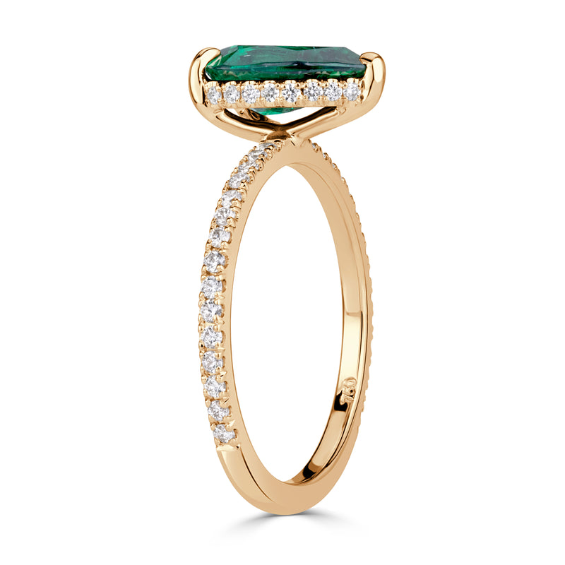 1.63ct Pear Shaped Green Emerald Engagement Ring