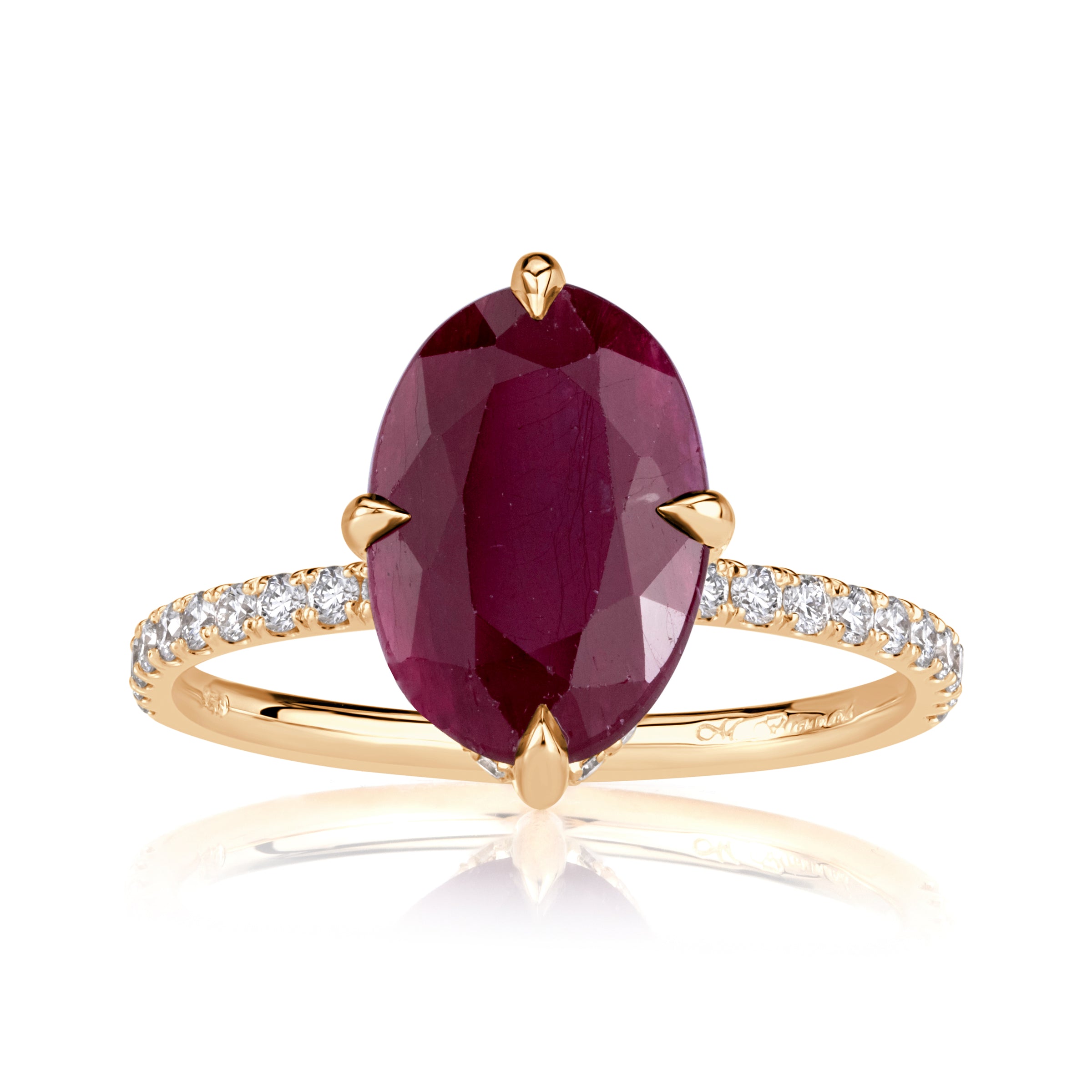 Oval Cut Ruby Engagement Ring – Mark Broumand - Main Image
