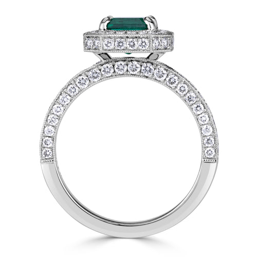 1.88ct Emerald Cut Green Emerald Engagement Ring