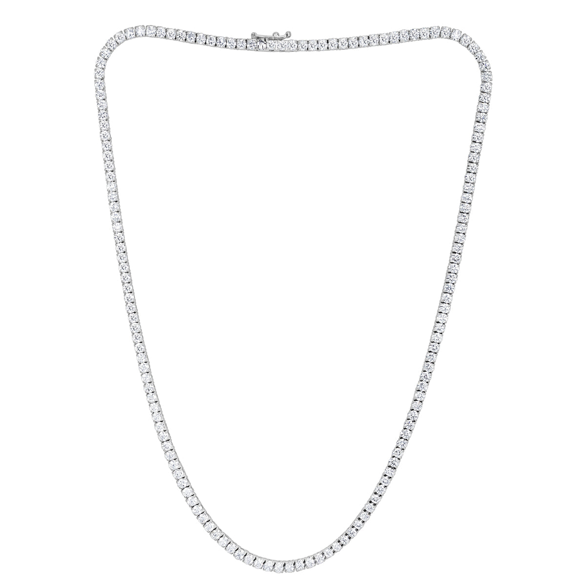 11.25ct Round Brilliant Cut Diamond Tennis Necklace in 14k White Gold