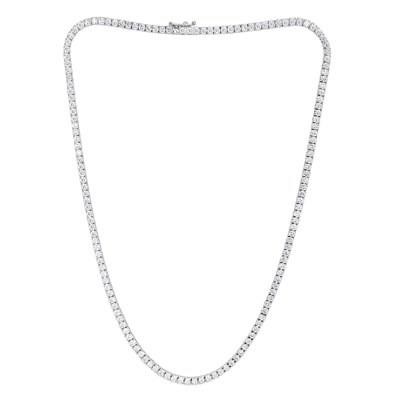 13.70ct Round Brilliant Cut Diamond Tennis Necklace in 14k White Gold