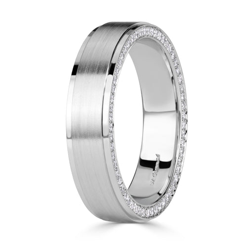 0.70ct Round Brilliant Cut Diamond Men's Wedding Band in Platinum at 6mm