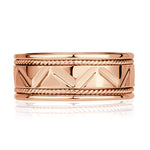 Men's Handcrafted Zigzag Wedding Band in 14K Rose Gold at 8.5mm