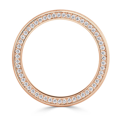 0.70ct Round Brilliant Cut Diamond Men's Engraved Edge Wedding Band in 18k Rose Gold at 6mm