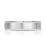 0.70ct Round Brilliant Cut Diamond Men's Engraved Edge Wedding Band in 18k White Gold at 6mm