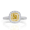 2.04ct Fancy Yellow Cushion Cut Diamond Engagement Ring