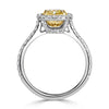 2.04ct Fancy Yellow Cushion Cut Diamond Engagement Ring