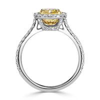 2.04ct Fancy Yellow Cushion Cut Diamond Engagement Ring