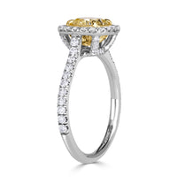 2.04ct Fancy Yellow Cushion Cut Diamond Engagement Ring