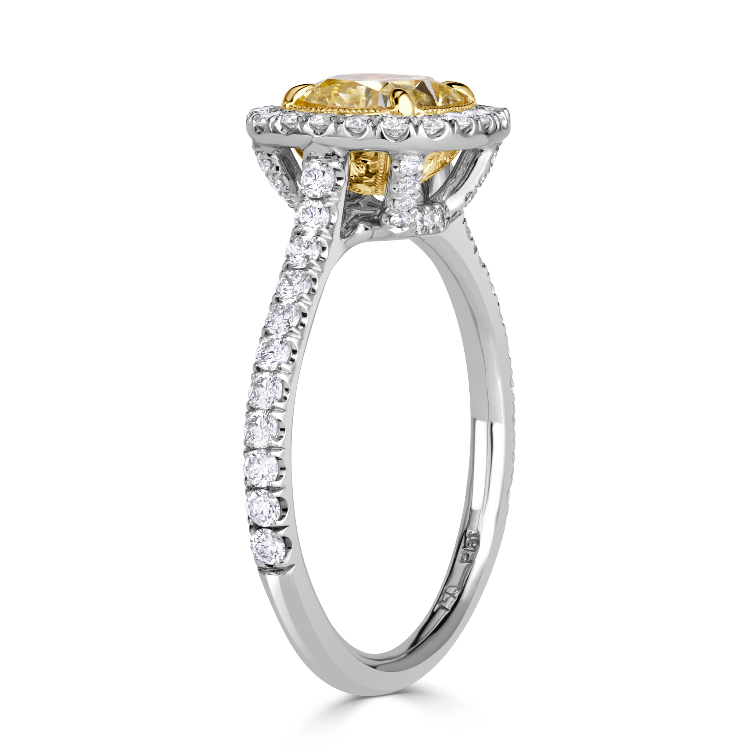 2.04ct Fancy Yellow Cushion Cut Diamond Engagement Ring