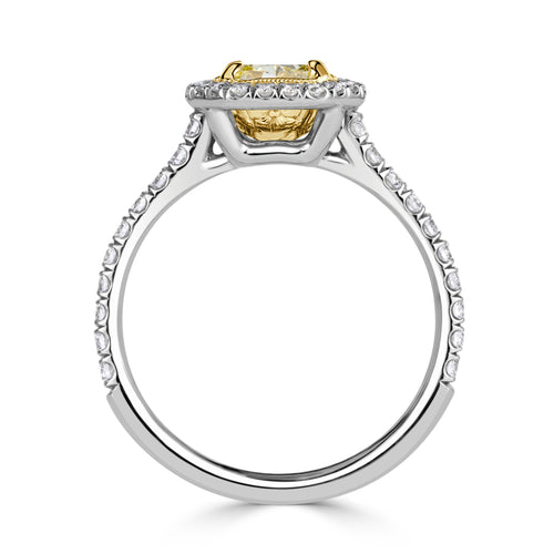 2.09ct Fancy Yellow Radiant Cut Diamond Engagement Ring