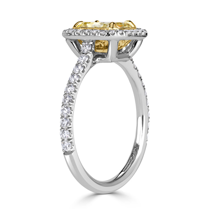 2.09ct Fancy Yellow Radiant Cut Diamond Engagement Ring