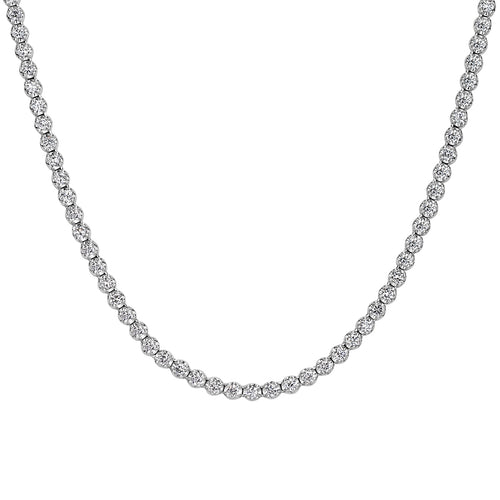 3.04ct Round Brilliant Cut Diamond Tennis Necklace in 14K White Gold