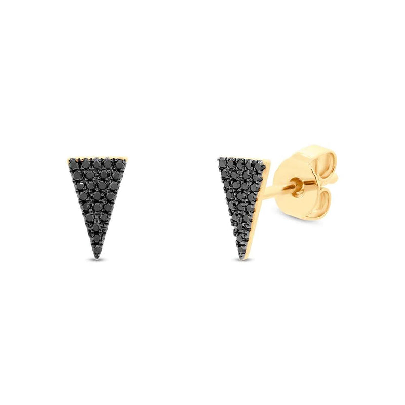 0.12ct Black Diamond Isosceles Triangle Stud Earrings in 14k Yellow Gold