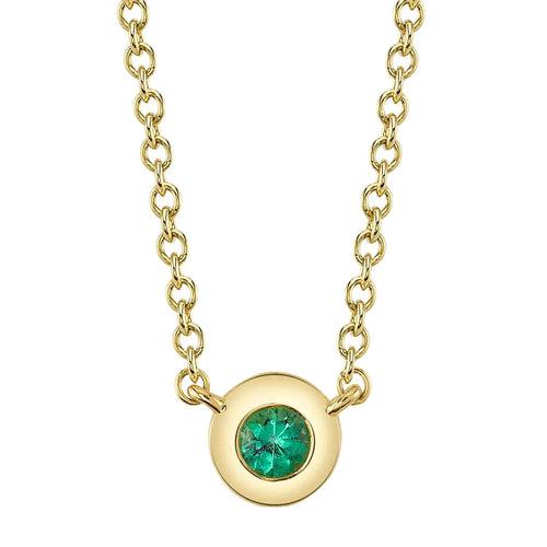 0.04ct Round Brilliant Cut Green Emerald Bezel Necklace – Mark