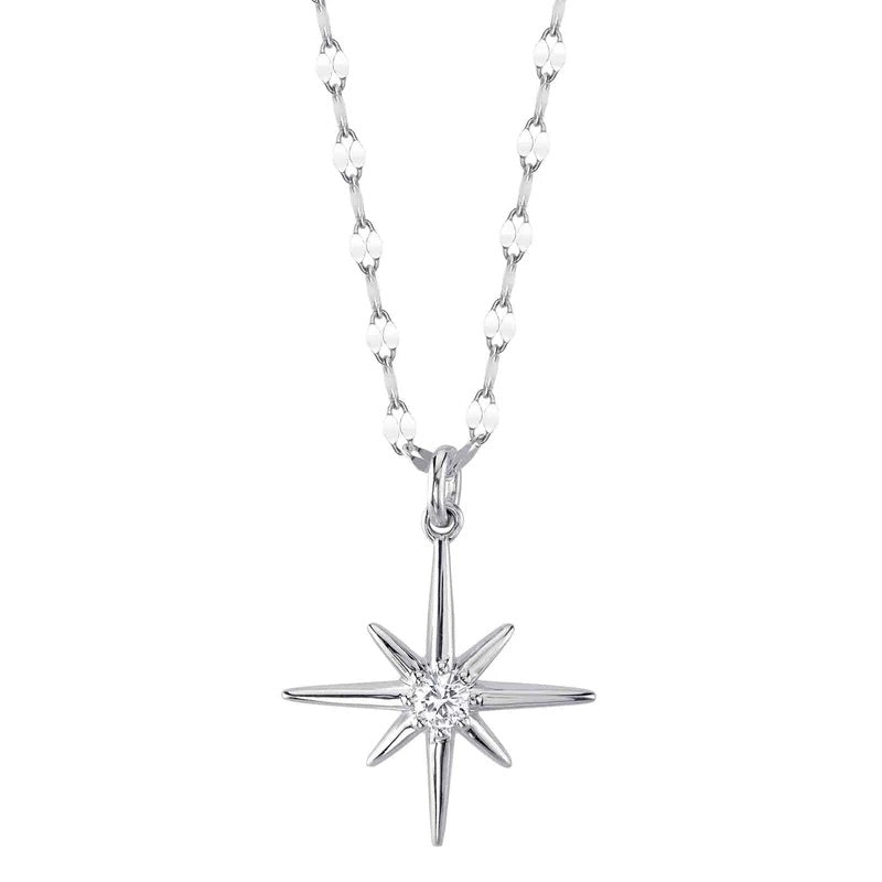 0.08ct Round Brilliant Cut Diamond North Star Necklace