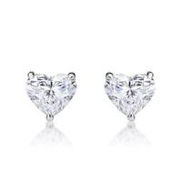 1.00ct Heart Shaped Diamond Stud Earrings in 18K White Gold