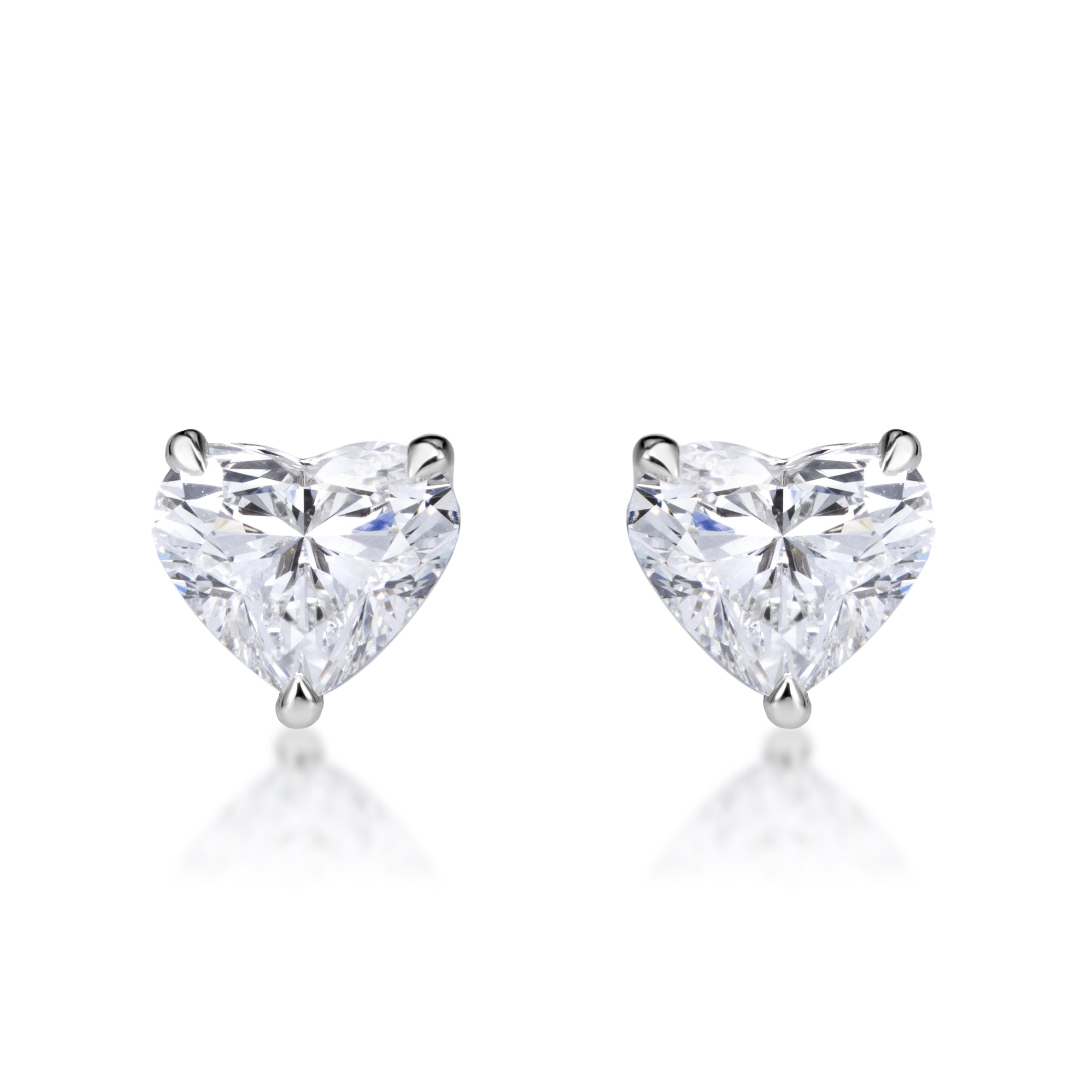 1.00ct Heart Shaped Diamond Stud Earrings in 18K White Gold