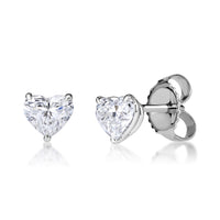 1.00ct Heart Shaped Diamond Stud Earrings in 18K White Gold