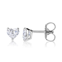 1.00ct Heart Shaped Diamond Stud Earrings in 18K White Gold