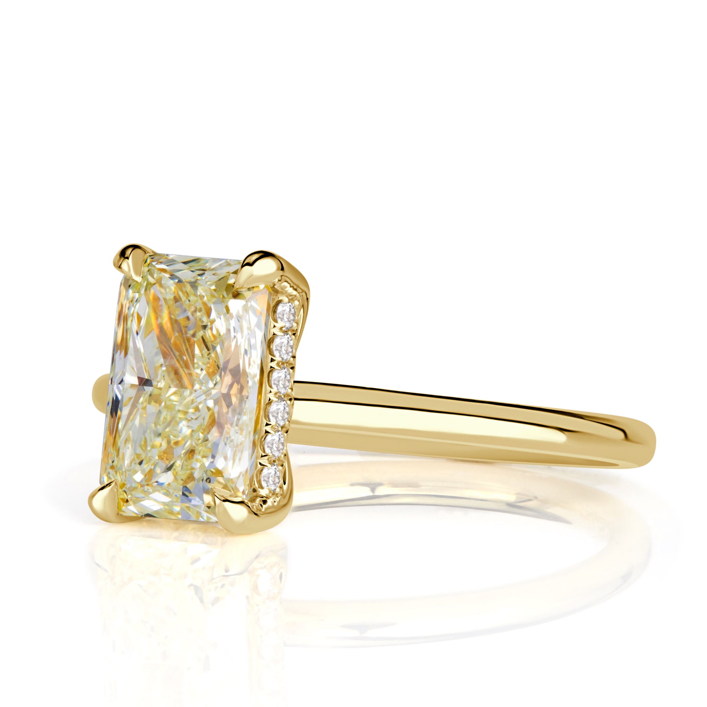 2.10ct Fancy Light Yellow Radiant Cut Diamond Engagement Ring
