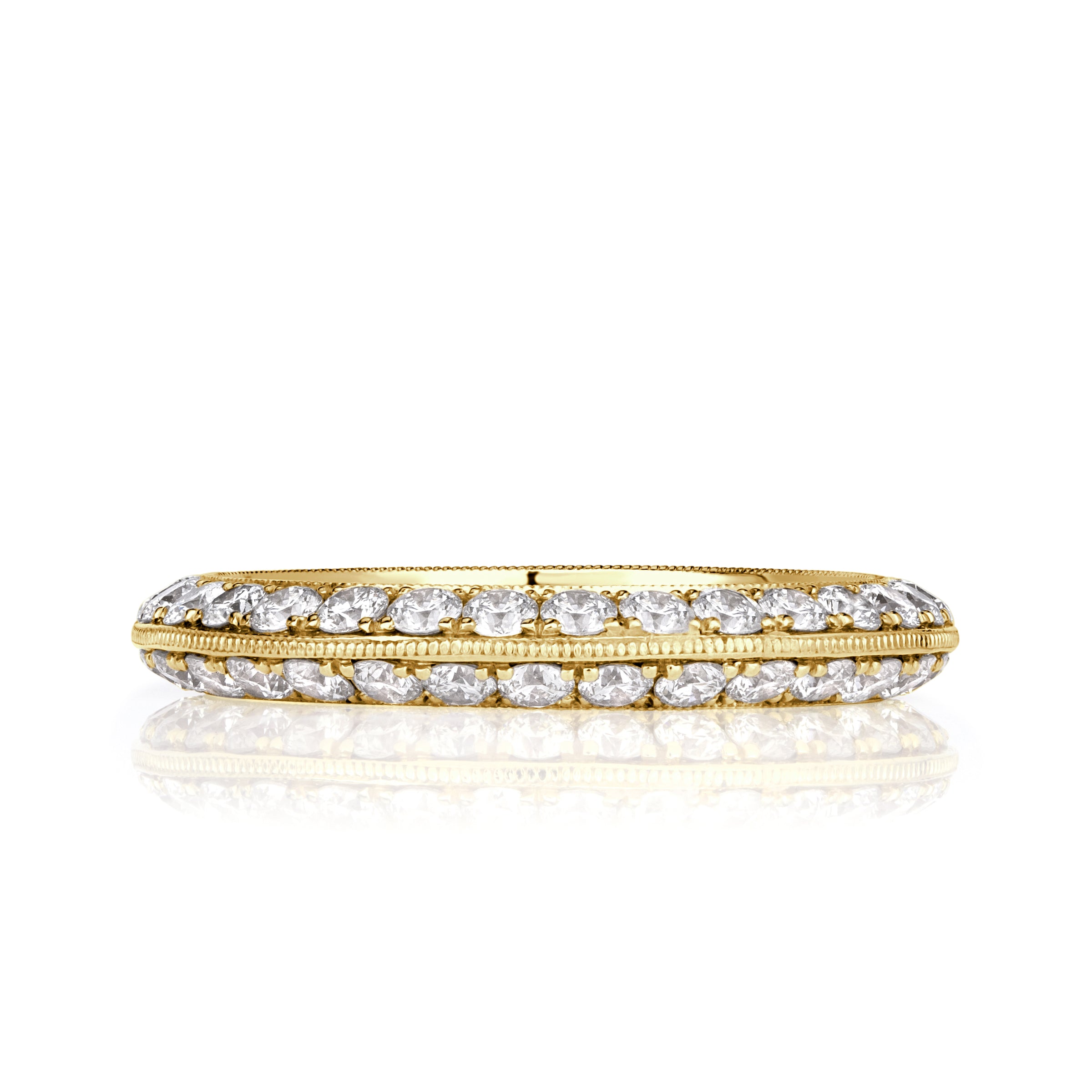 1.35ct Round Brilliant Cut Diamond Knife Edge Eternity Band in 18k Yellow Gold