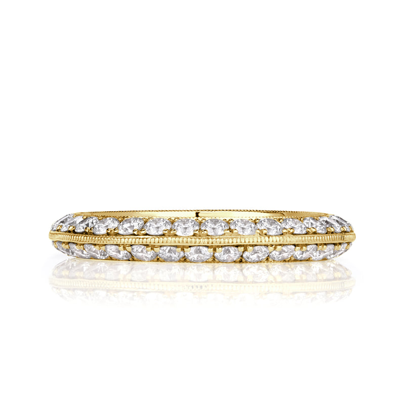 1.35ct Round Brilliant Cut Diamond Knife Edge Eternity Band in 18k Yellow Gold