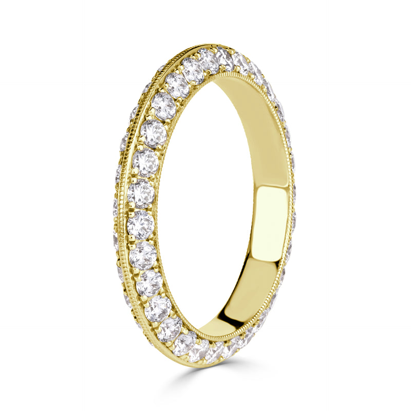 1.35ct Round Brilliant Cut Diamond Knife Edge Eternity Band in 18k Yellow Gold